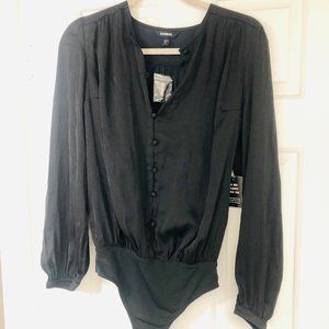 NWT SIlky Blouse Bodysuit in Black